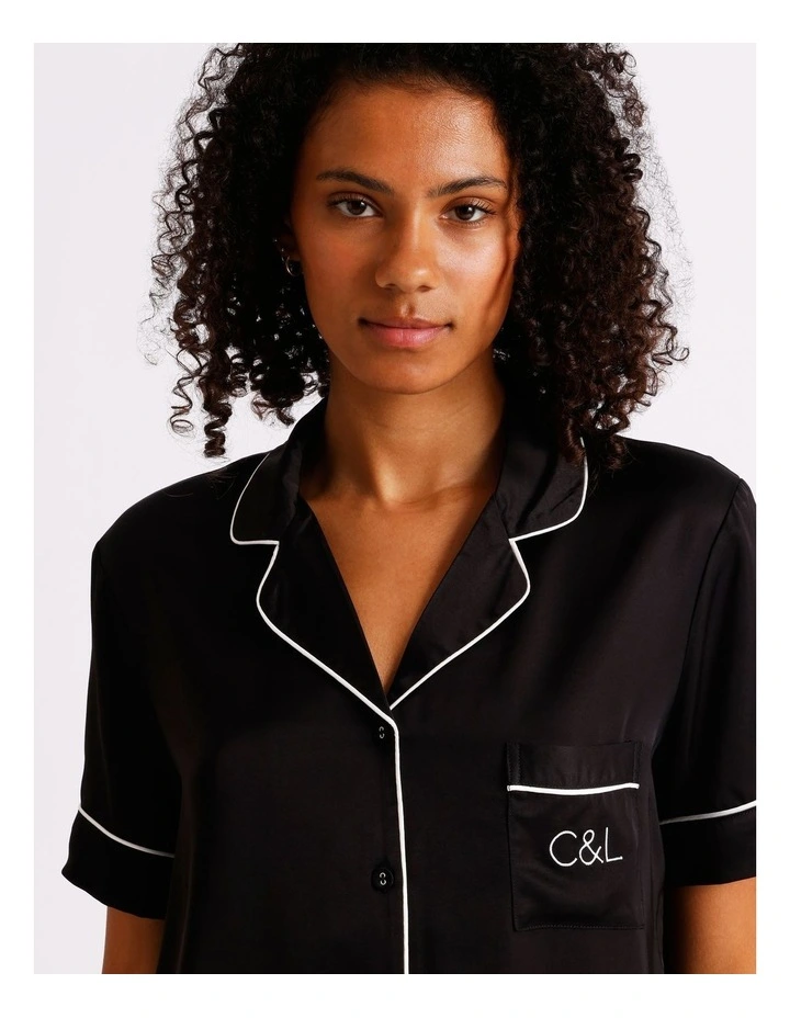 Premium Viscose Short Sleeve PJ Set in Black image 6