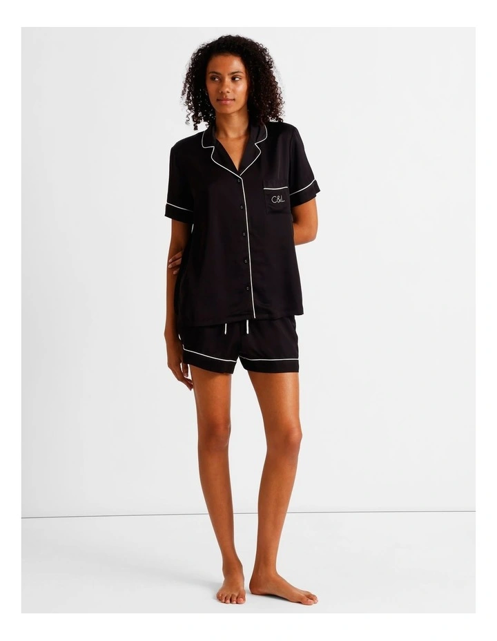 Premium Viscose Short Sleeve PJ Set in Black image 7