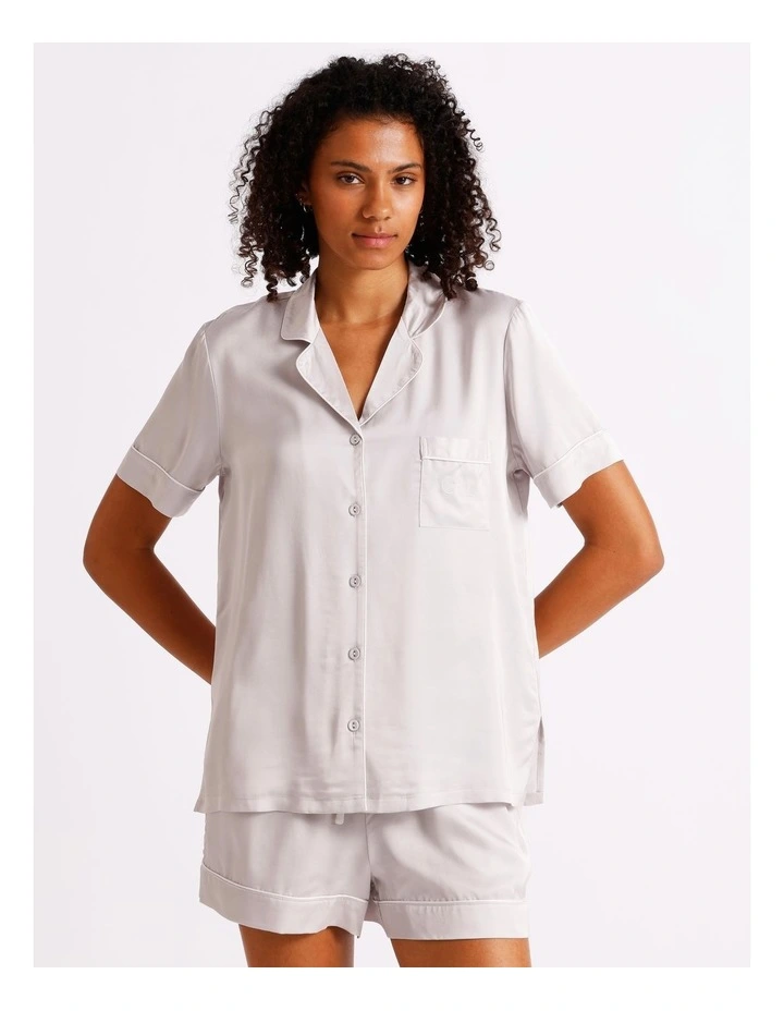 Premium Viscose Short Sleeve PJ Set in Oyster image 2