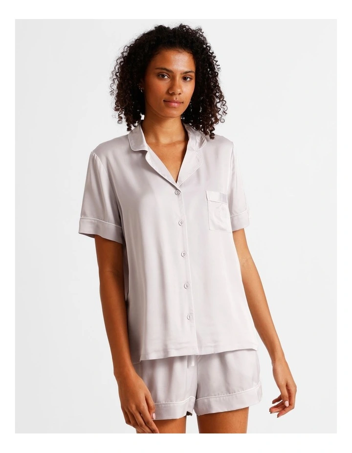 Premium Viscose Short Sleeve PJ Set in Oyster image 3