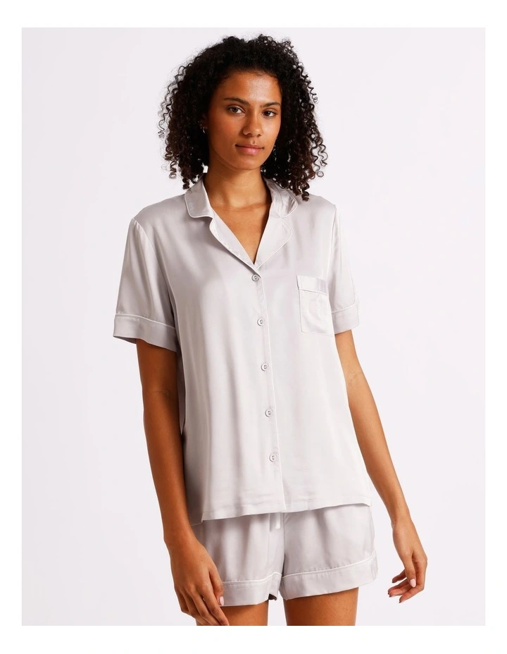 Premium Viscose Short Sleeve PJ Set in Oyster image 3