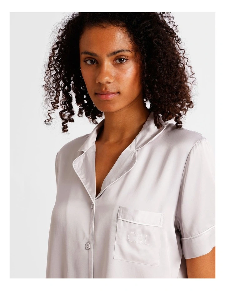 Premium Viscose Short Sleeve PJ Set in Oyster image 5