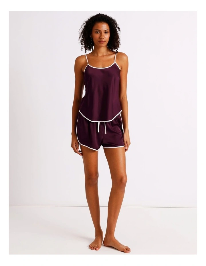 Luxe Satin Binding Cami Boxer Set in Plum image 2
