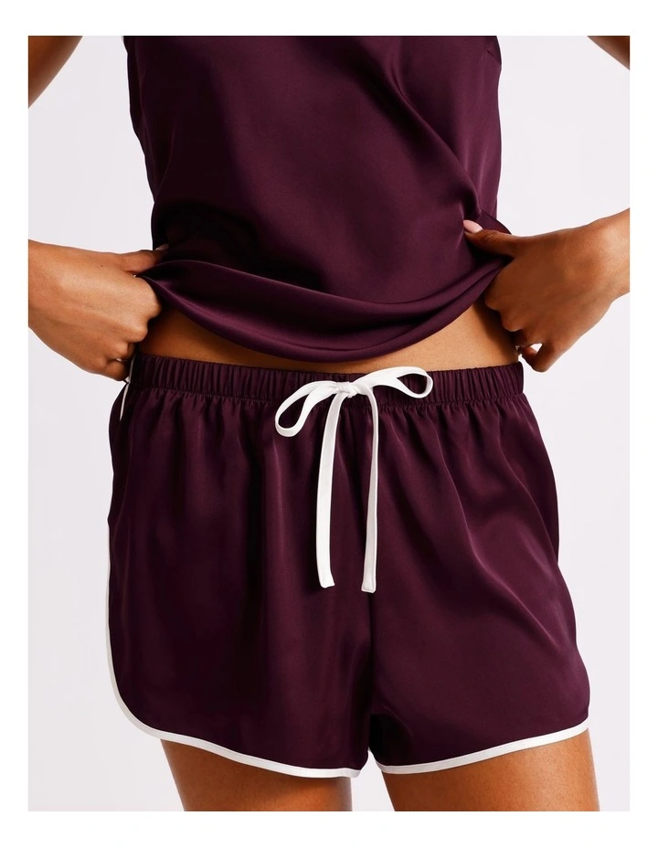 Luxe Satin Binding Cami Boxer Set in Plum image 4