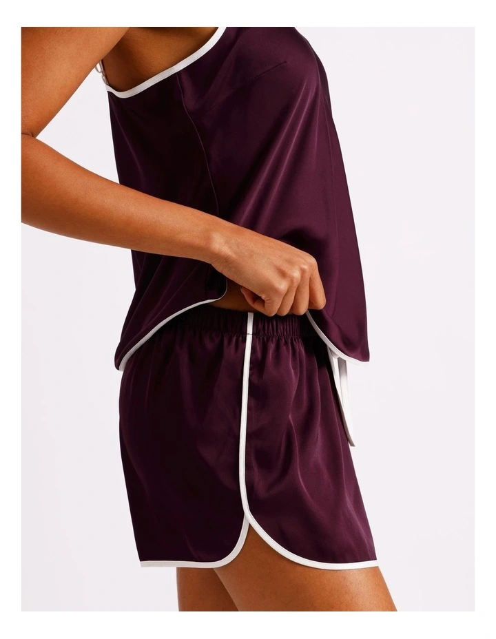 Luxe Satin Binding Cami Boxer Set in Plum image 5