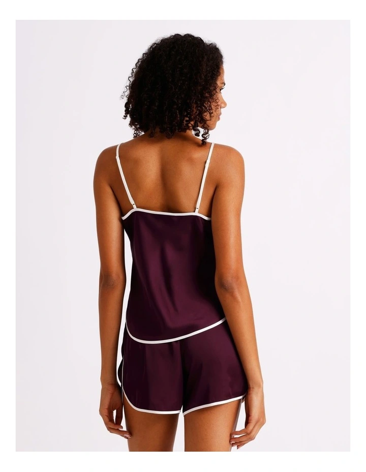 Luxe Satin Binding Cami Boxer Set in Plum image 6