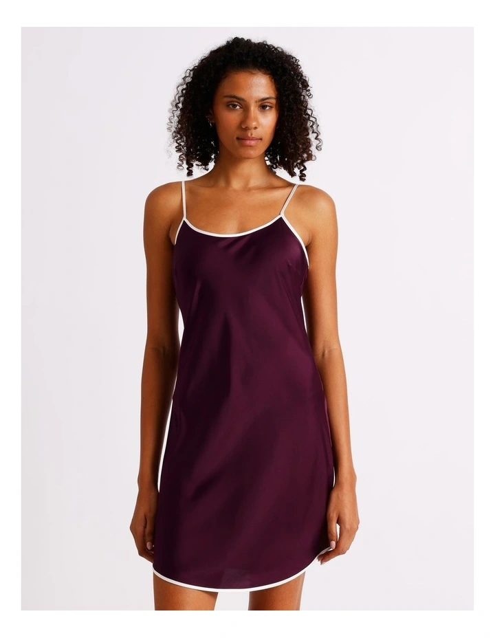 Luxe Satin Binding Chemise in Plum image 2