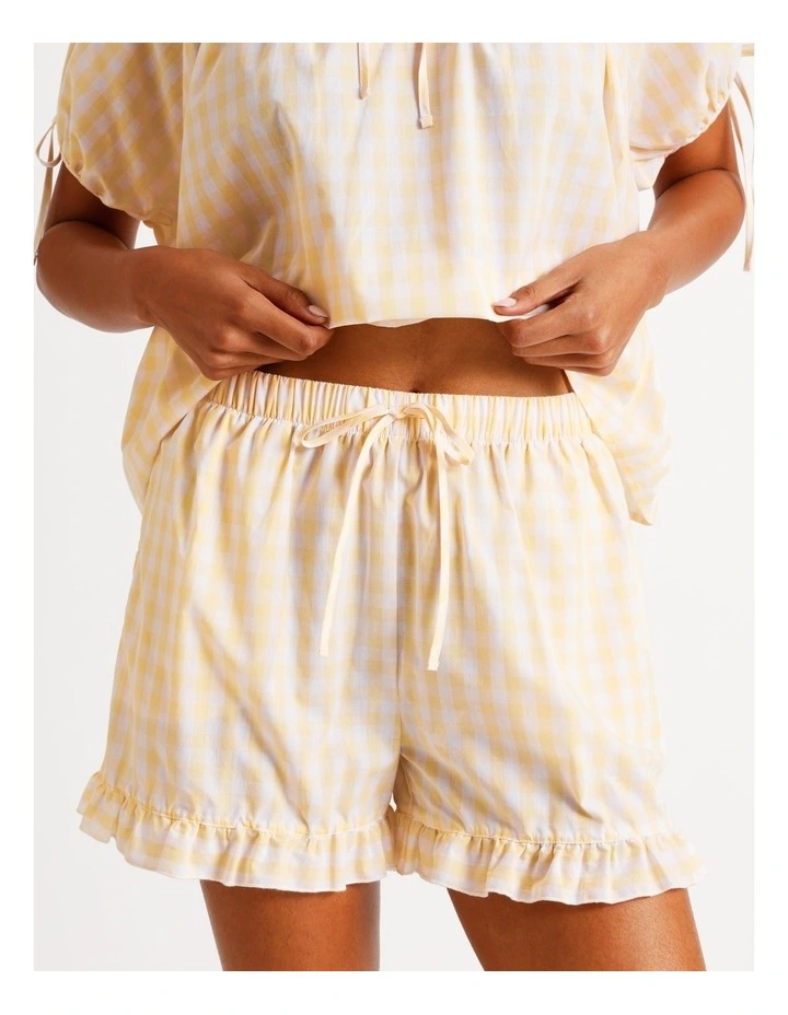 Divine Puff Sleeve Short PJ Set in Apricot Gingham Y/D Print image 5