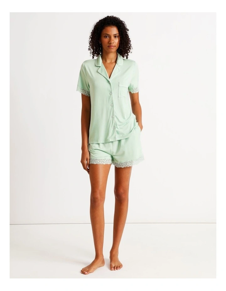 Pure Comfort Lace Trim Short Sleeve PJ Set in Pistachio image 1