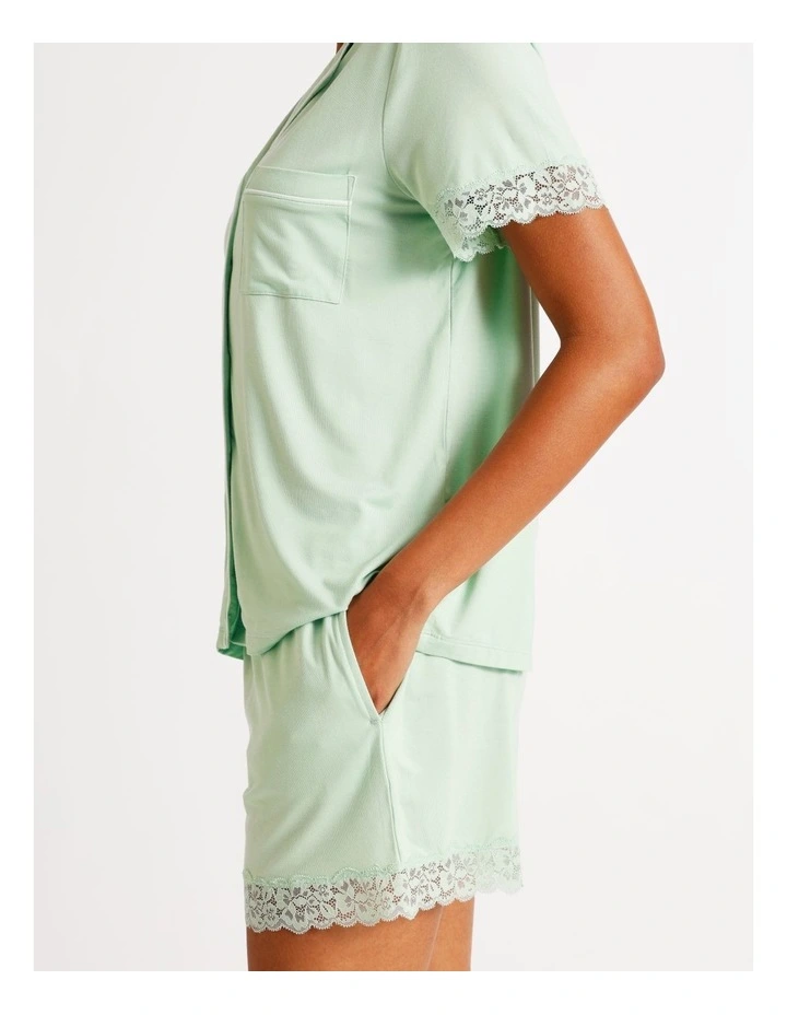 Pure Comfort Lace Trim Short Sleeve PJ Set in Pistachio image 6
