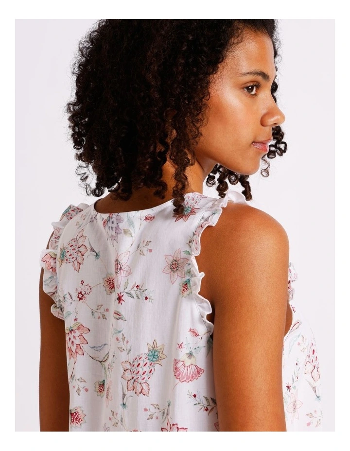 Serene Woven Frill Tank Boxer Set in White Paisley Print image 5