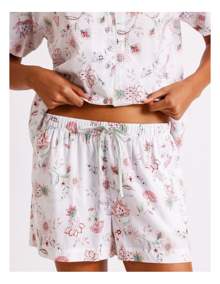 Serene Woven Relaxed Short Sleeve PJ Set in White Paisley Print image 5