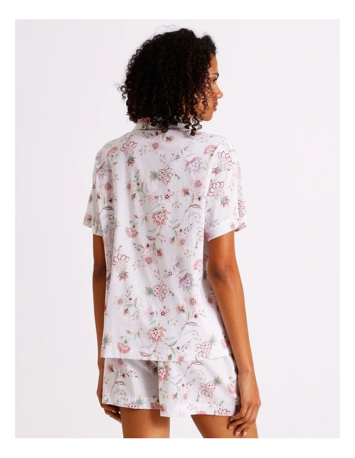 Serene Woven Relaxed Short Sleeve PJ Set in White Paisley Print image 6