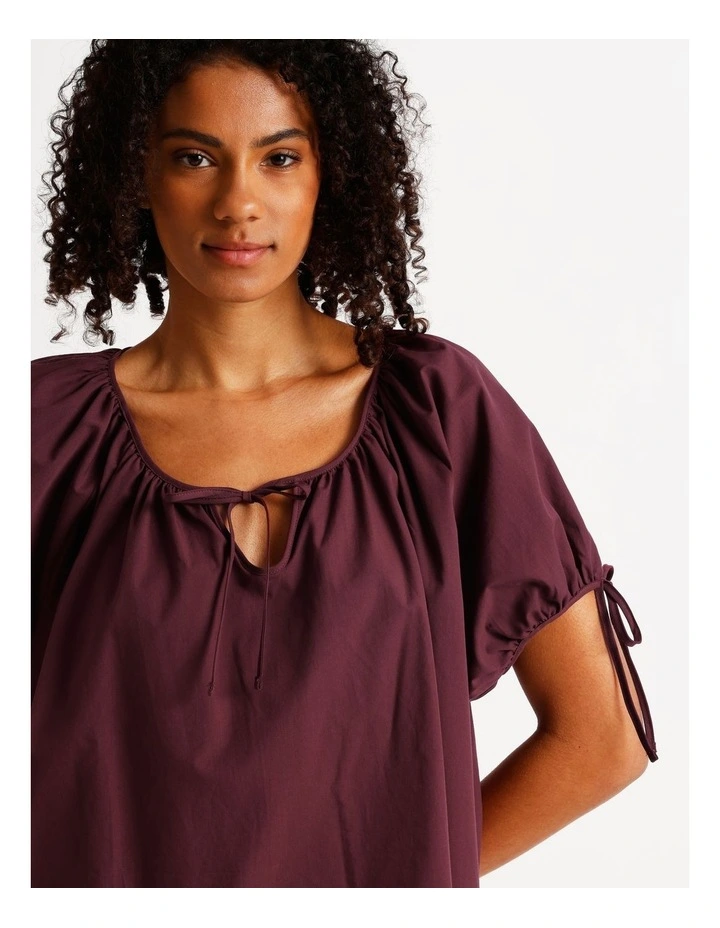 Divine Puff Sleeve 3/4 Pant PJ Set in Plum image 3