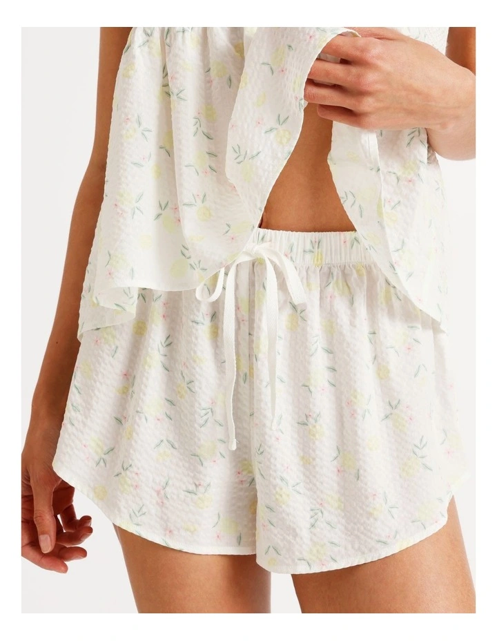 Woven Shirred Cami Boxer Set in Limoncello Spritz Print image 4