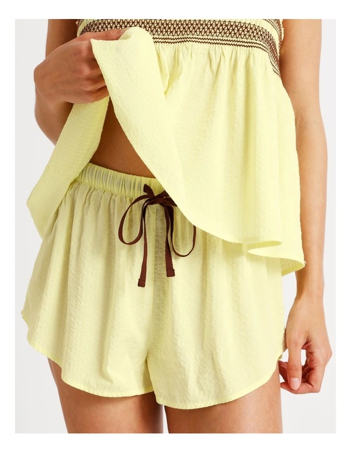 Woven Shirred Cami Boxer Set in Lemon image 4