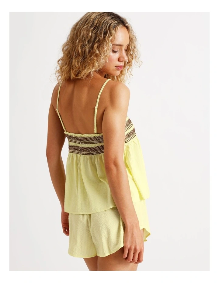Woven Shirred Cami Boxer Set in Lemon image 5