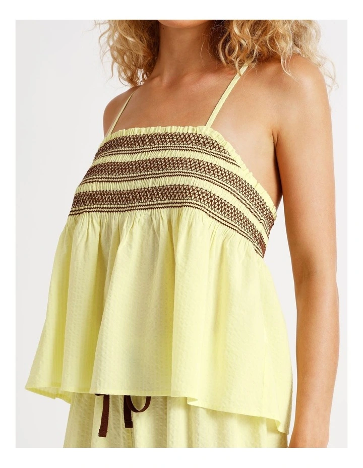 Woven Shirred Cami Boxer Set in Lemon image 6