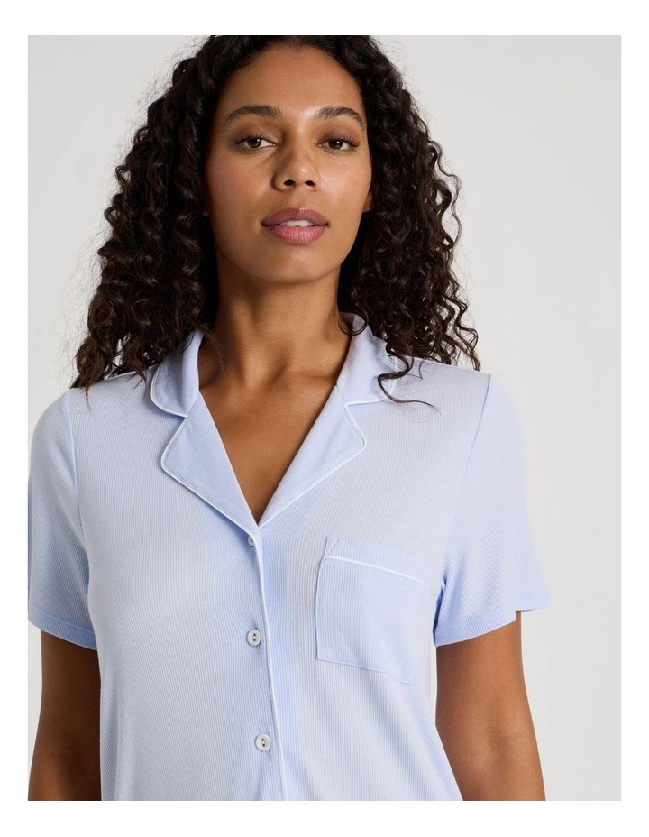 Pure Comfort Rib Short Sleeve Short PJ Set in Soft Blue image 4