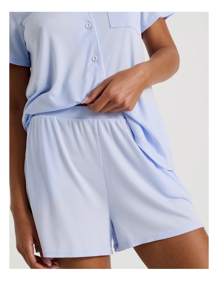 Pure Comfort Rib Short Sleeve Short PJ Set in Soft Blue image 5