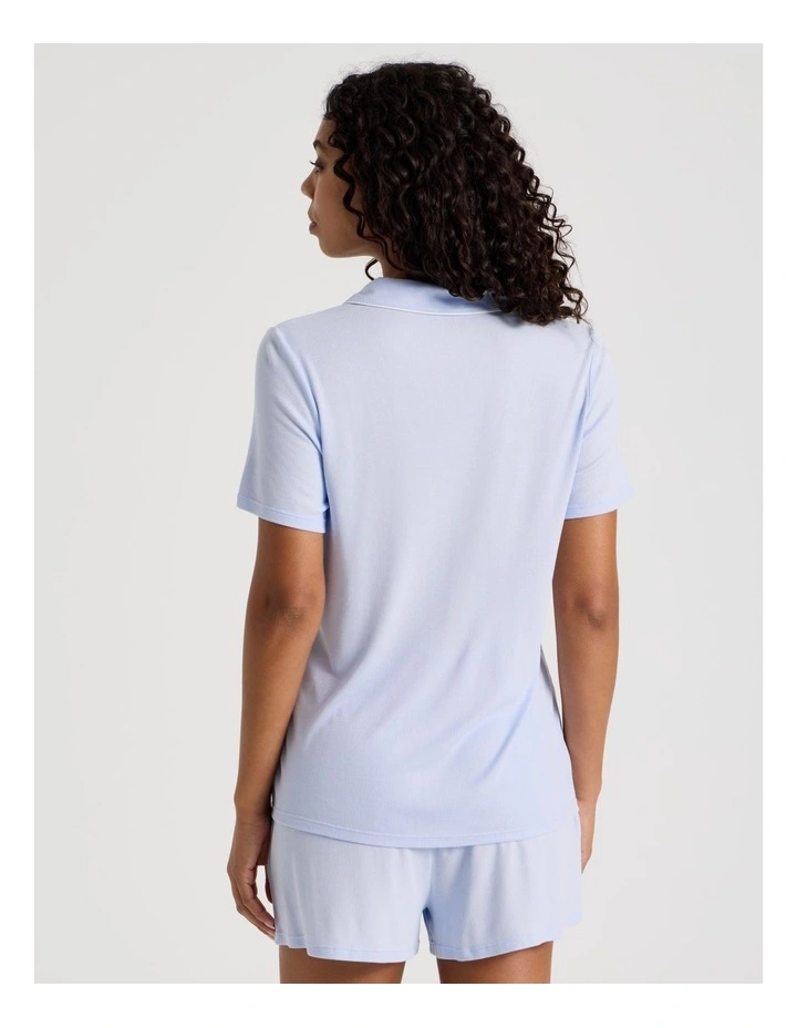 Pure Comfort Rib Short Sleeve Short PJ Set in Soft Blue image 6
