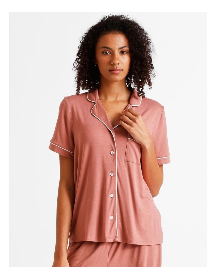 Pure Comfort Short Sleeve Long PJ Set in Terracotta image 3