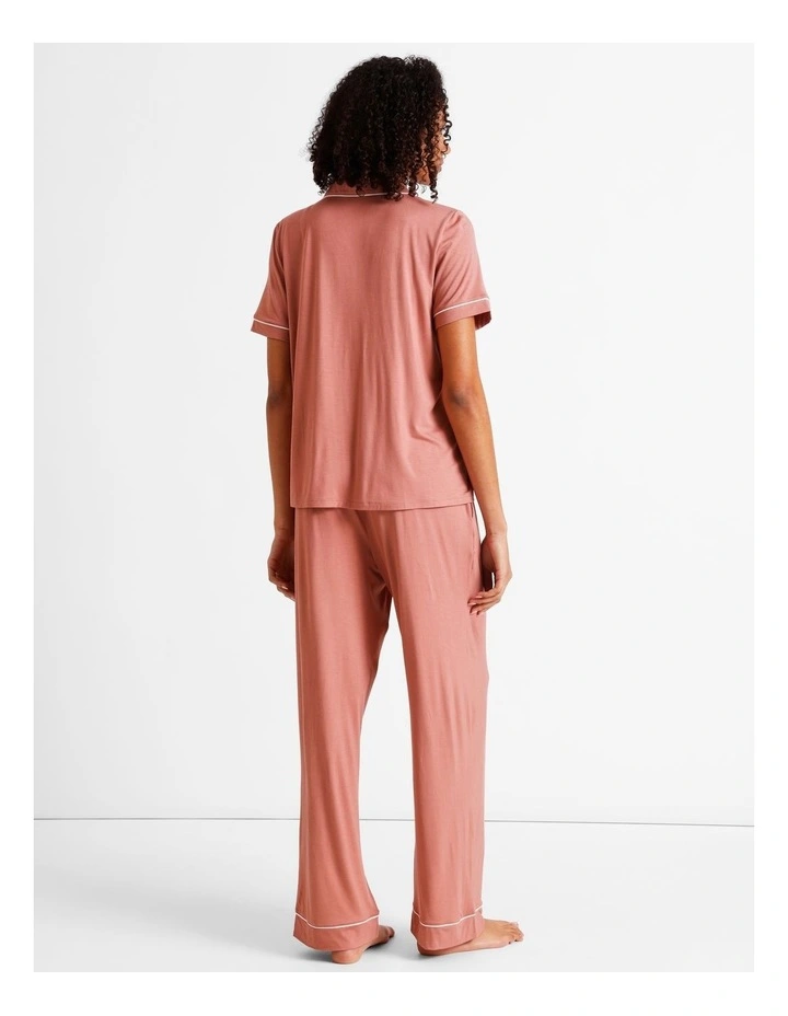 Pure Comfort Short Sleeve Long PJ Set in Terracotta image 5