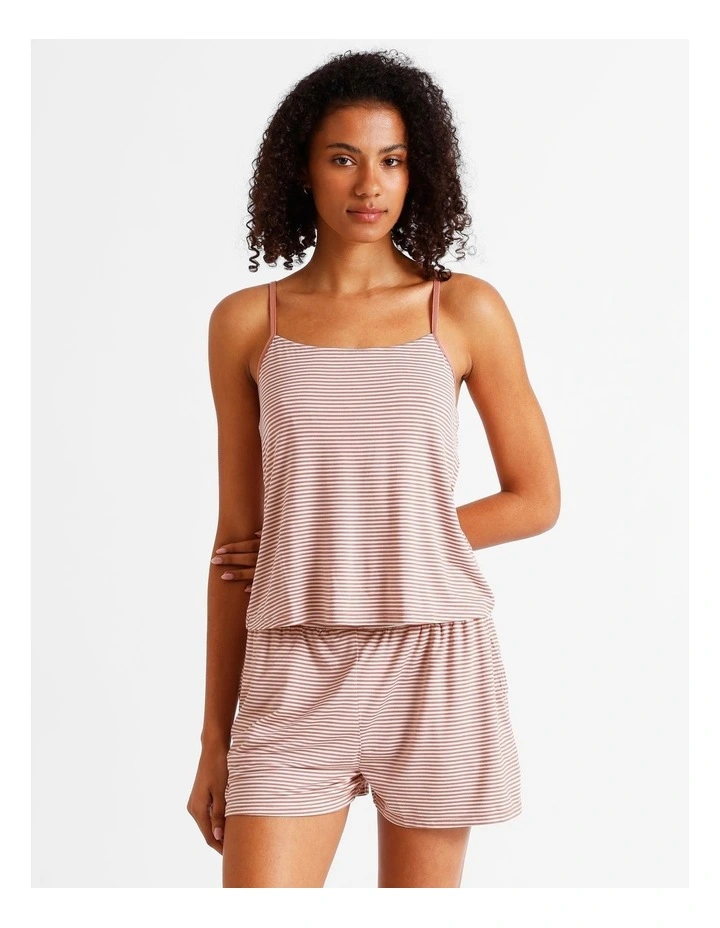 Pure Comfort Cami Boxer Set in Terracotta Y/D Stripe image 1