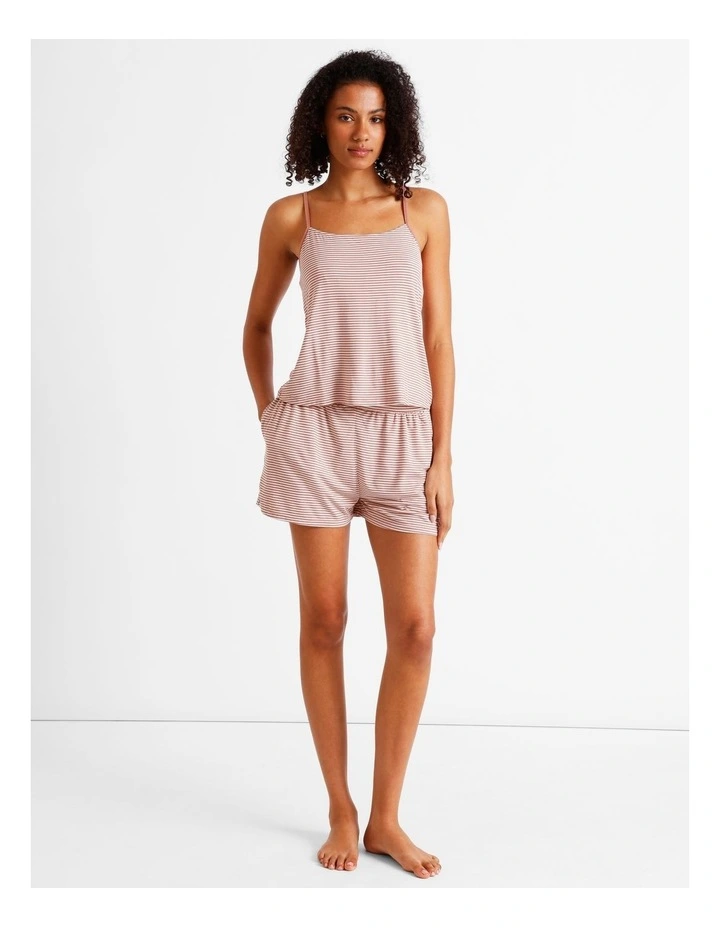 Pure Comfort Cami Boxer Set in Terracotta Y/D Stripe image 2