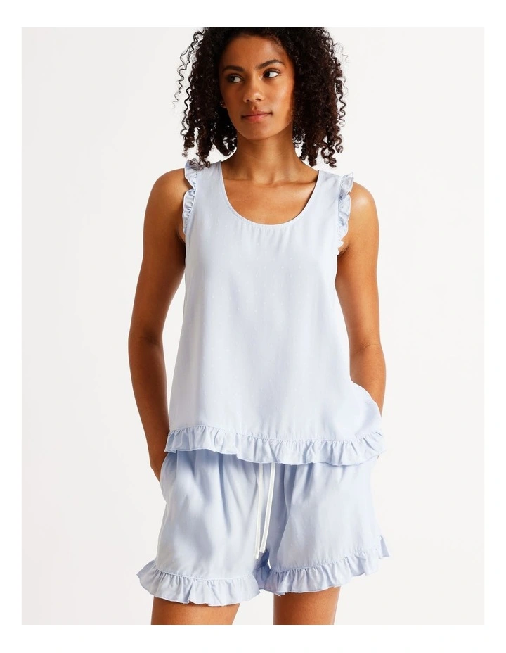 Serene Dobby Frill Tank Boxer Set in Soft Blue image 2