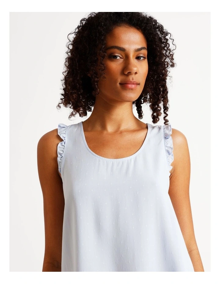 Serene Dobby Frill Tank Boxer Set in Soft Blue image 3