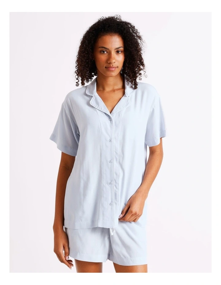 Serene Dobby Relaxed Short Sleeve PJ Set in Soft Blue image 2