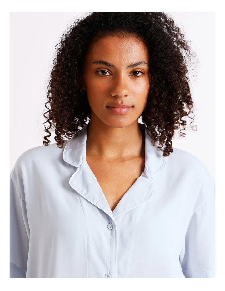 Serene Dobby Relaxed Short Sleeve PJ Set in Soft Blue image 3