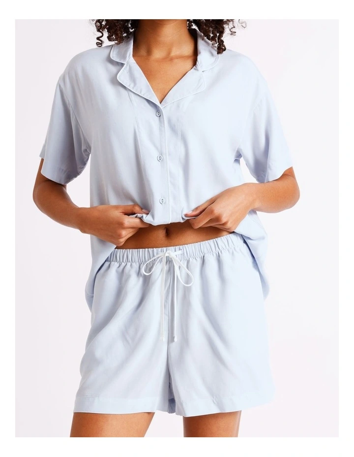 Serene Dobby Relaxed Short Sleeve PJ Set in Soft Blue image 4