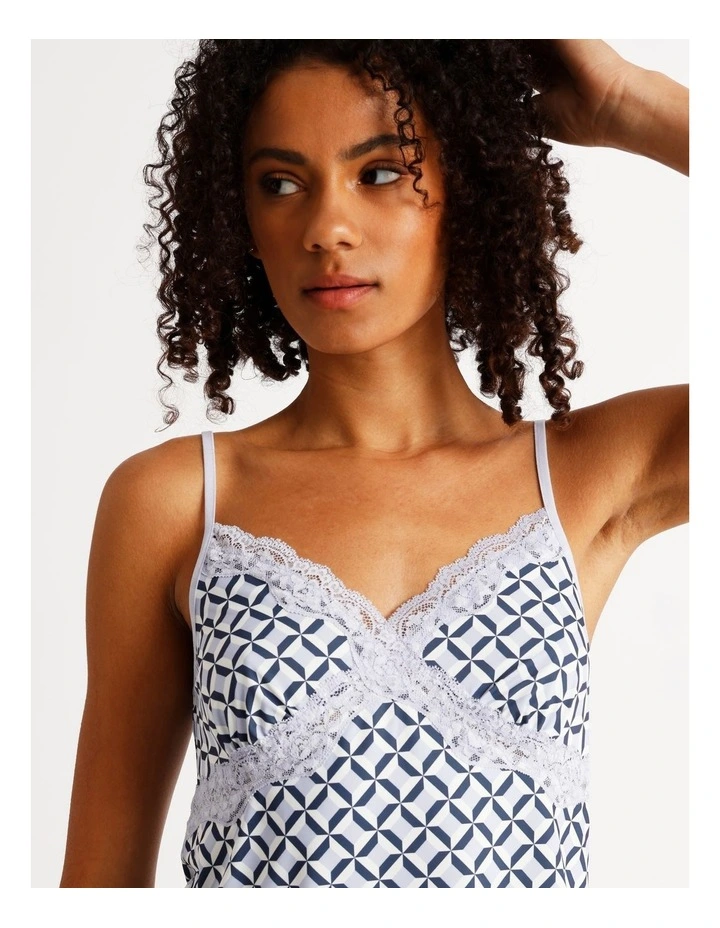 Aurora Cami Boxer PJ Set in Steel Blue Tile Print image 3