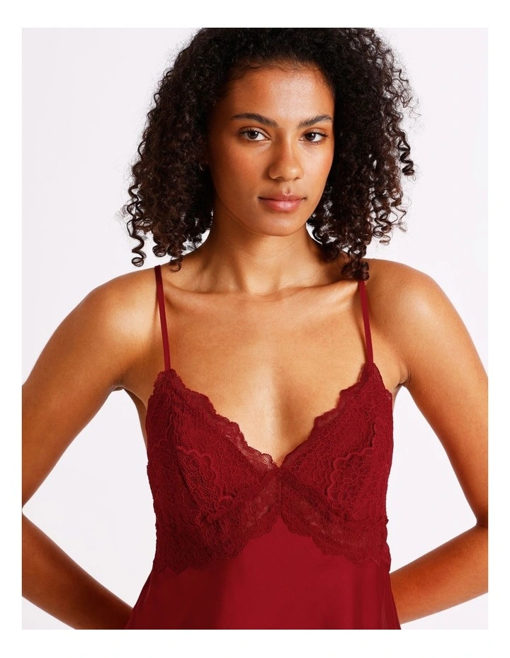 Luxe Satin Lace Bodice Cami Boxer Set in Chilli Red image 4