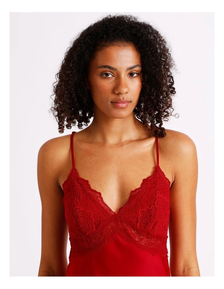 Luxe Satin Lace Bodice Chemise in Chilli Red image 4