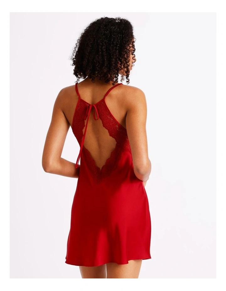 Luxe Satin Lace Bodice Chemise in Chilli Red image 5