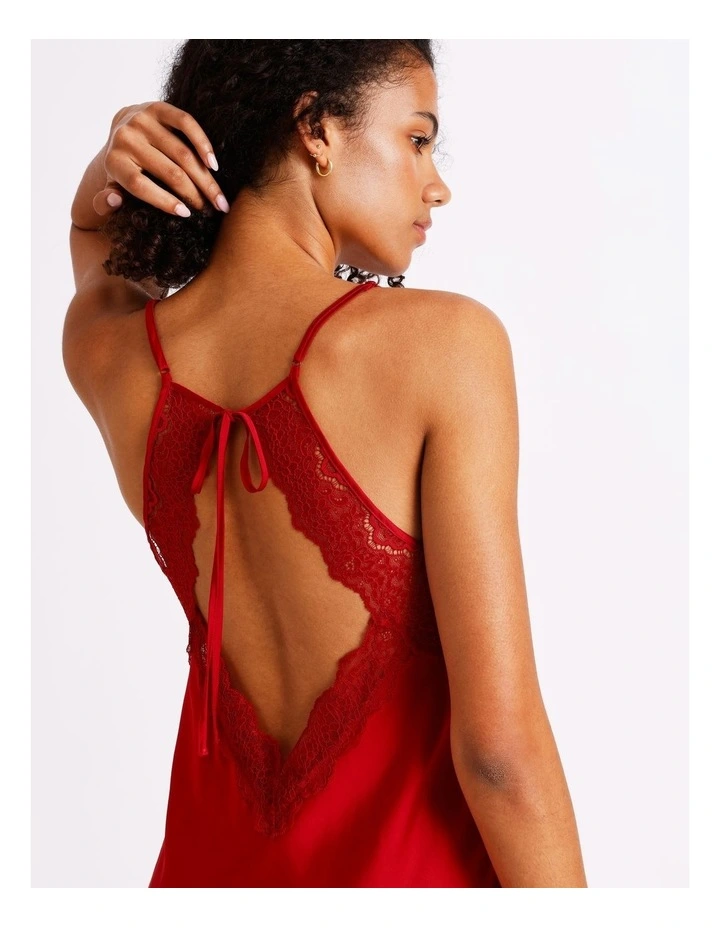Luxe Satin Lace Bodice Chemise in Chilli Red image 6