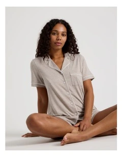 Pure Comfort Short Sleeve Short PJ Set in Malt Marle