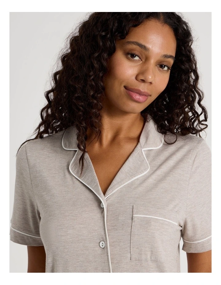 Pure Comfort Short Sleeve Short PJ Set in Malt Marle image 4