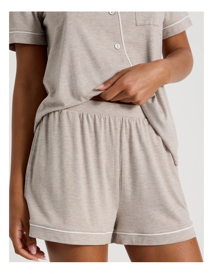 Pure Comfort Short Sleeve Short PJ Set in Malt Marle image 5