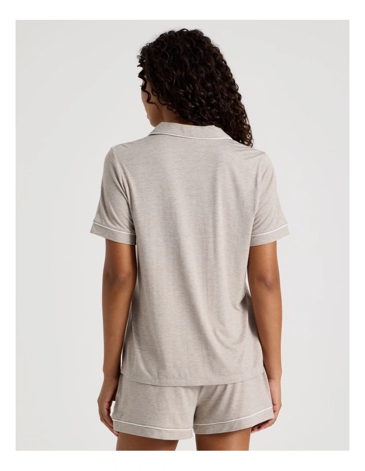 Pure Comfort Short Sleeve Short PJ Set in Malt Marle image 6