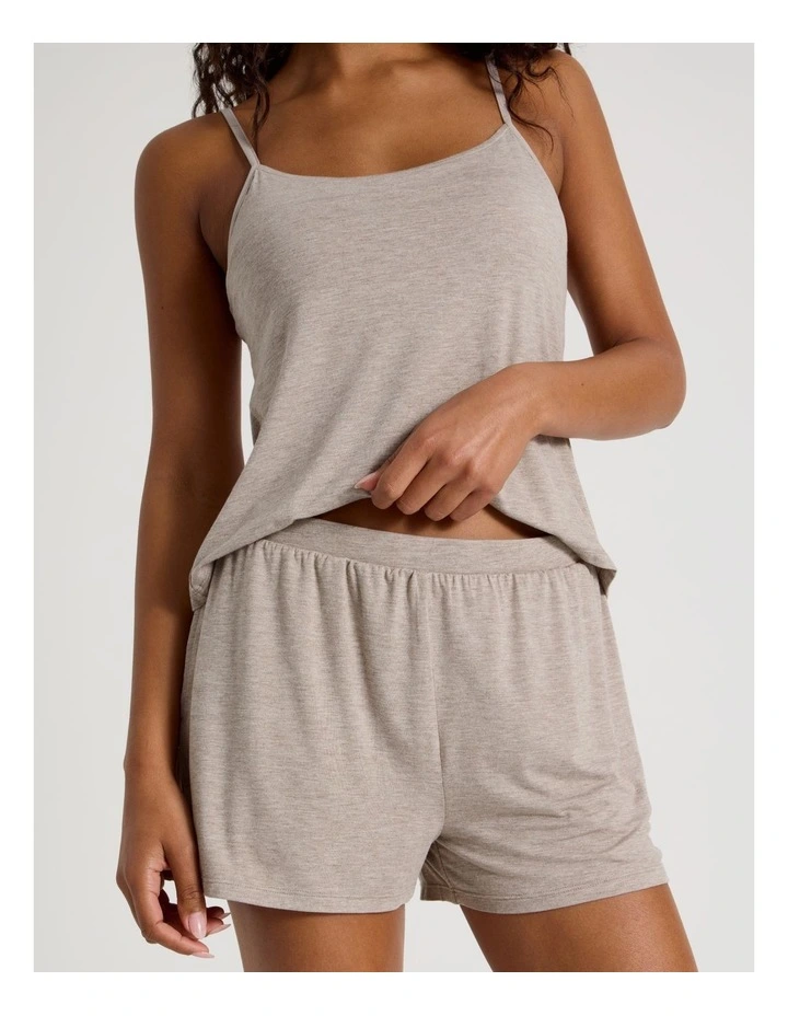 Pure Comfort Crochet Edge Cami Boxer Set in Malt Marle image 4