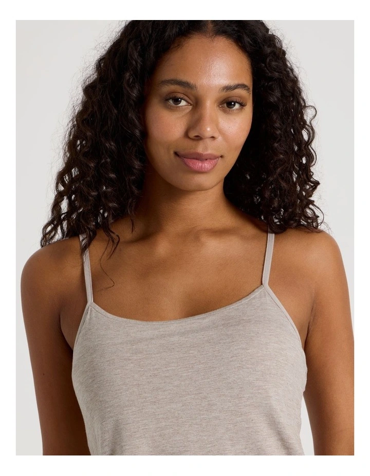 Pure Comfort Crochet Edge Cami Boxer Set in Malt Marle image 5