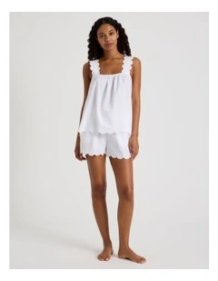 Divine Scallop Edge Cami Boxer in White