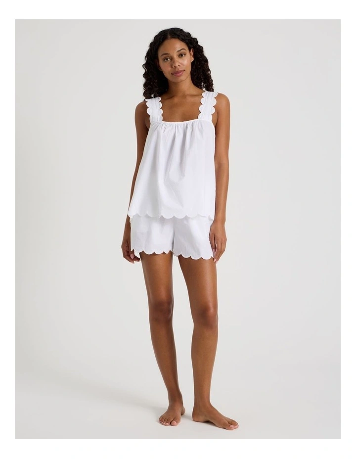 Divine Scallop Edge Cami Boxer in White image 1