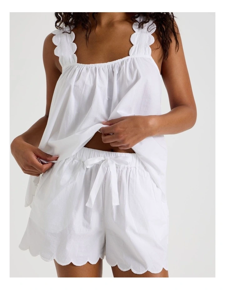 Divine Scallop Edge Cami Boxer in White image 2
