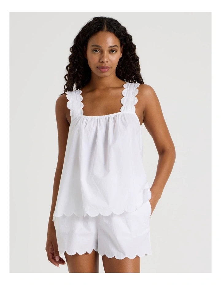 Divine Scallop Edge Cami Boxer in White image 3