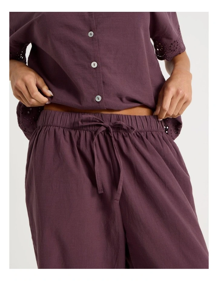 Divine Broderie Short Sleeve 3/4 Pant PJ Set in Raisin image 5